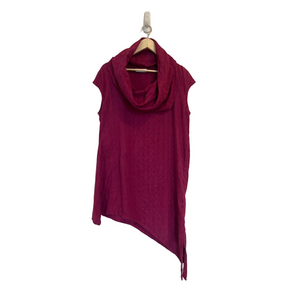 Bryn Walker Noa Dress XS Magenta Cowl Neck Asymmetrical Tunic Top Short Sleeve